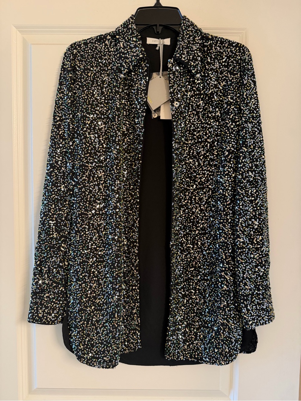 Paco Rabanne Black Sequin Open-Front Jacket